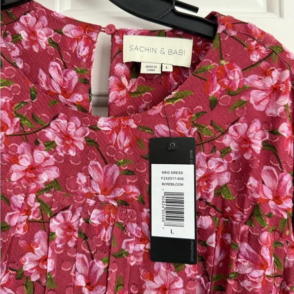 Sachin & Babi Meg Floral Print Ruffle Chiffon Mini Dress Size L Bordbloom NWT - Picture 8 of 12